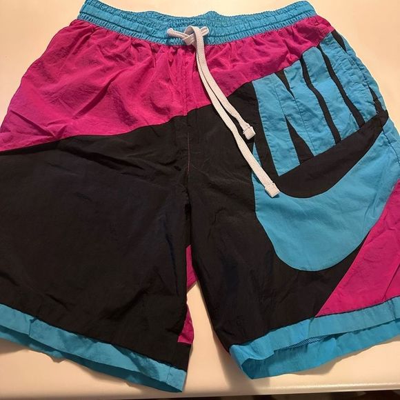 Nike Other - Nike Swim Trunks Mens Magenta Blue Board Shorts Large Swoosh Mesh Lined XL